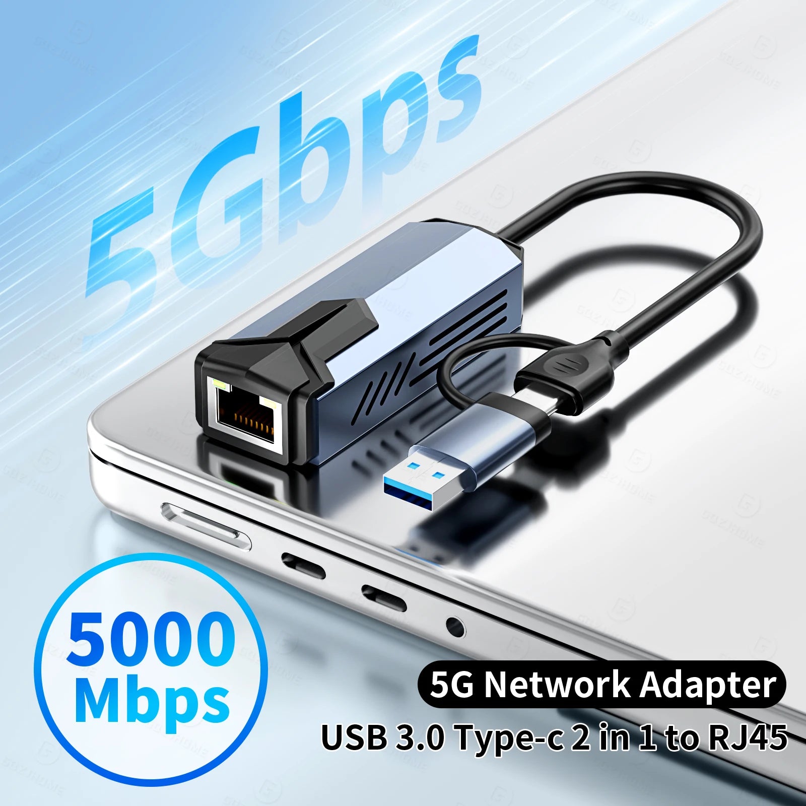 5000Mbps USB Network Card 5Gbps High Speed Wired Adapter USB3.0 Type-C to RJ45 Ethernet Converter HUB For MacBook Notebook PC