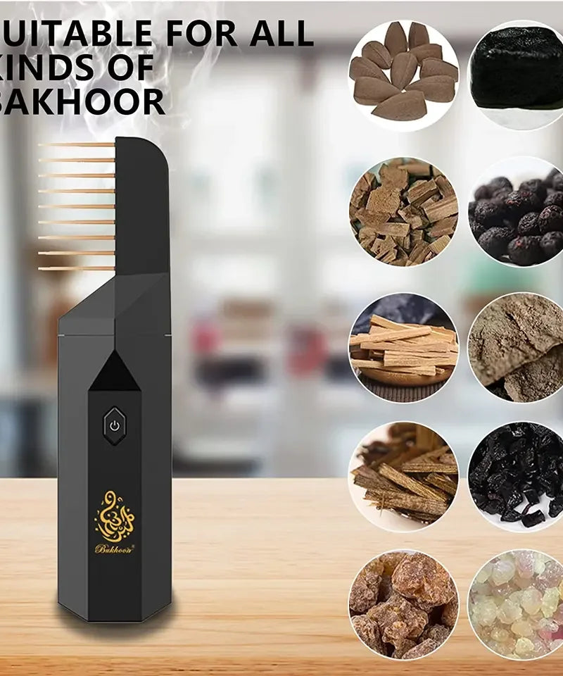 Bukhoon Original B26 Arabic Electronic Hair Incense Burner Mubkhar Portable Comb USB Bakhoor Censer Ramadan Muslim