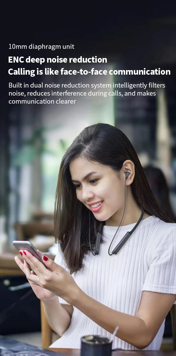 MZYMI BS09 Neckband Earbuds Wireless Bluetooth5.3 Noise Reduction Headphones HiFi Stereo Earphones Waterproof Headset With Mic