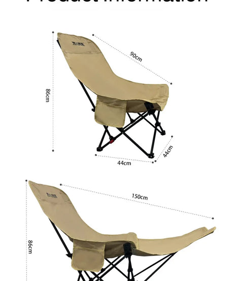 Portable Folding Chair Folding Recliner Curved Headrest Comfort Experience Easy Storage Lunch Foldable Recliner With Leg Rests