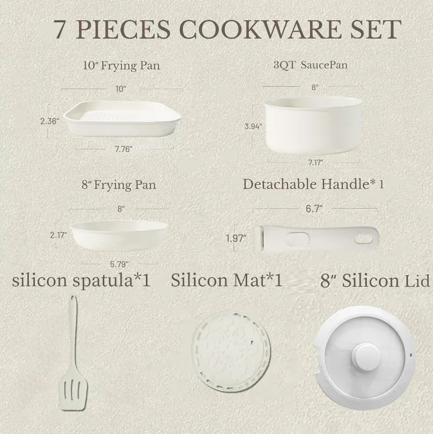 Pots and Pans Set, Nonstick Cookware Set Detachable Handle, Induction Kitchen Cookware Sets , RV Cookware Set, Oven Safe