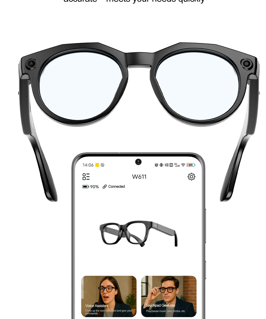 2026 New 4K HD AI Smart Glasses Men 800W Pixel Camera Bluetooth Call 4GB WIFI Transmission Voice Assistant Smart Glasses Women