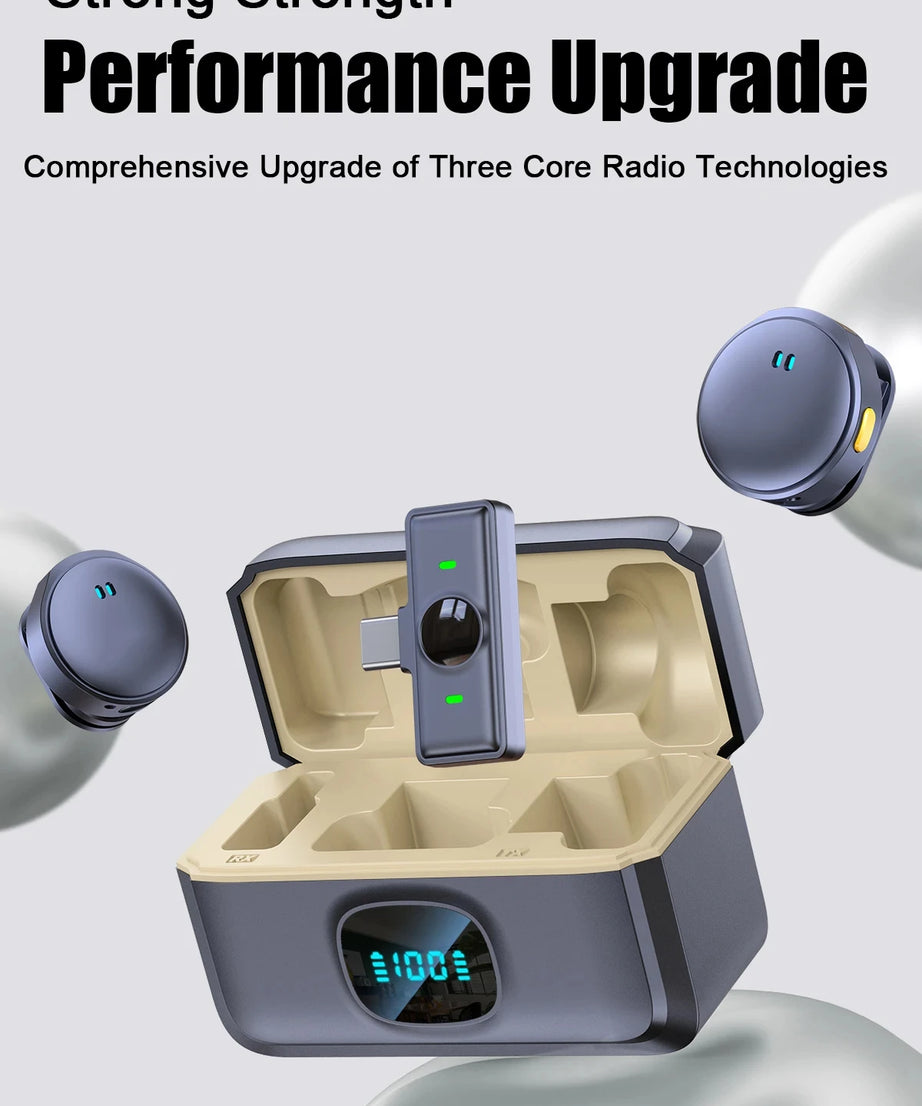 Lavalier Microphone 2.4GHz Wireless Microphone Magnetic Suction Microphone With Charging Case For Video Recording Plug and Play