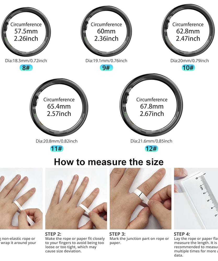 2024 COLMI R02 Smart Ring with Charging Case for Men Women, Battery Life, 39 Days, Health Monitor, 5ATM Waterproof