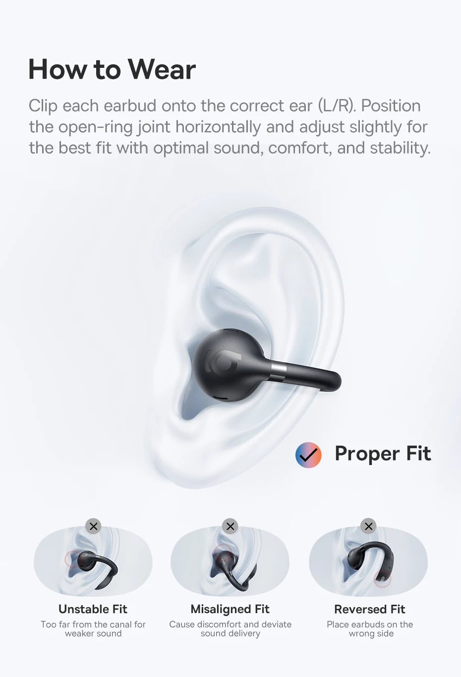 Baseus BC1 Ear Clip Earbuds Open Ear Wireless Earphones Bluetooth 6.0 Clip On Sports Headphones 4-Mics Super Bass IP55 Ear buds