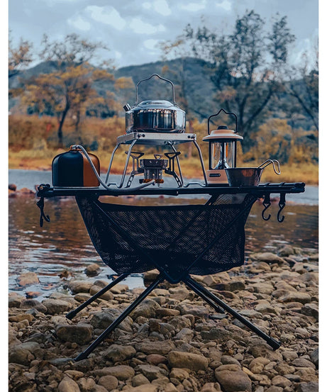 WESTTUNE Camping Folding Table Portable Aluminum Alloy Lightweight Table with Accessories Multifunctional Outdoor Table