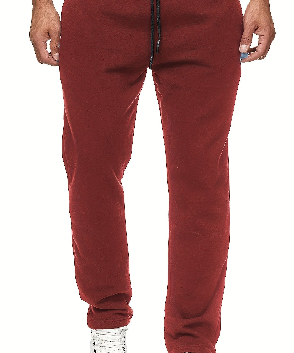 Men'S Fashion Casual Solid Color Fleece-Lined Joggers