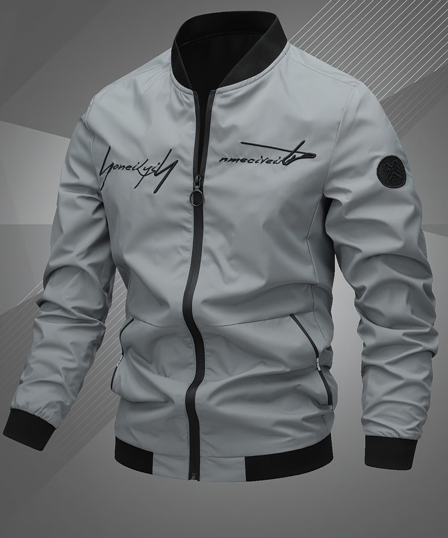 Men'S Letter Embroidered Casual Bomber Jacket, Mens Winter Jackets And Coats, Fridays Items, Mens Gifts Ideas, Gifts for Men, Thermal Wear for Men, Christmas Gifts, Suitable for Everyday Life, Home, Outdoor, Work, And Leisure