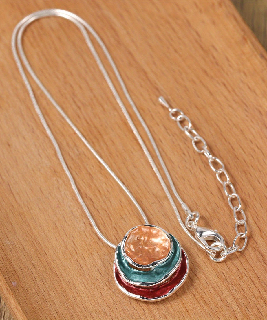 1pc Elegant Blue Enamel Pendant Necklace for Men - Zinc Alloy with Golden Accents, Twisted Rope Chain Design, Sophisticated Accessory for Formal or Casual Attire