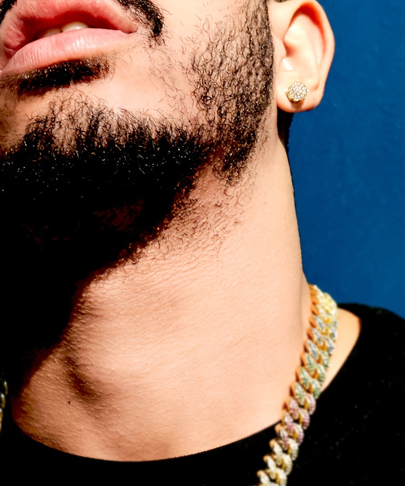 Set of 2 S925 Silvery Hip-Hop Men'S Earrings Featuring Synthetic Zirconia with Micro-Setting And Color Plating in a Round Design.