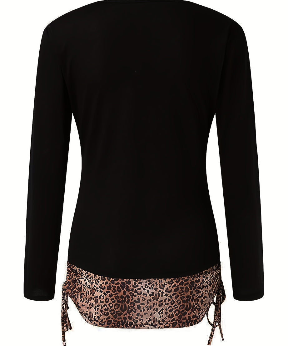 2022 New Women's Printed Faux Two-Piece Long Sleeve T-Shirt for Autumn/Winter Cross-Border Selling