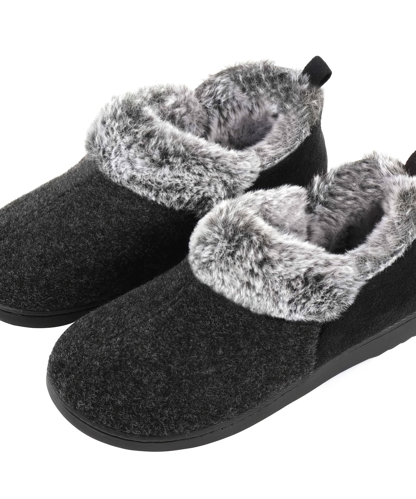 Women's Cozy Plush Household Shoes, Fuzzy Fleece Liner Package Heel Memory Foam Slip-on Shoes, Women's Footwear