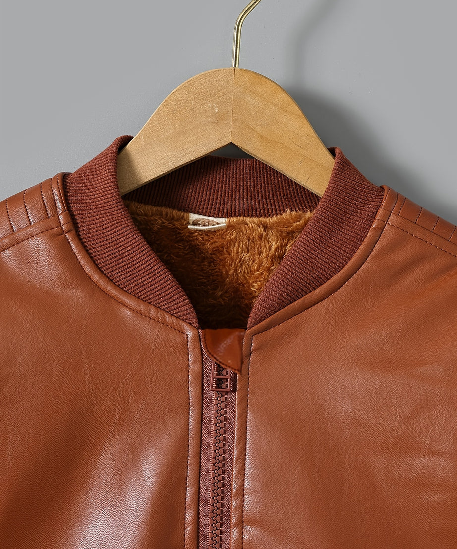 2025 Autumn Winter New Boys' -Lined Zip-Up Jacket