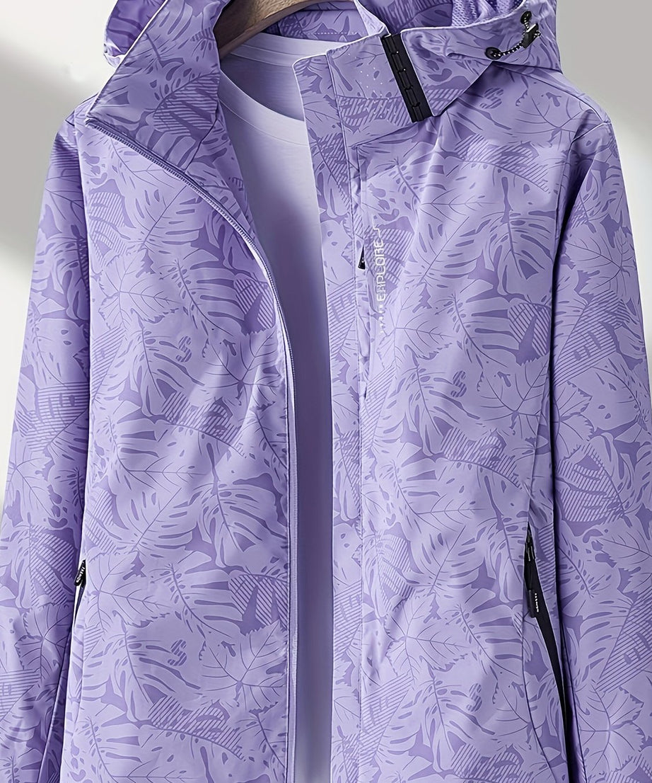 Women'S Windproof Jacket with Full-Zip Front - Lightweight Outdoor Coat, Stand Collar, Non-Stretch Fabric for Hiking, Camping, Travel - Bright Pink Windproof Shell (Spring/Fall/Summer) - Easy-Care Design, Hiking Gear, Camping