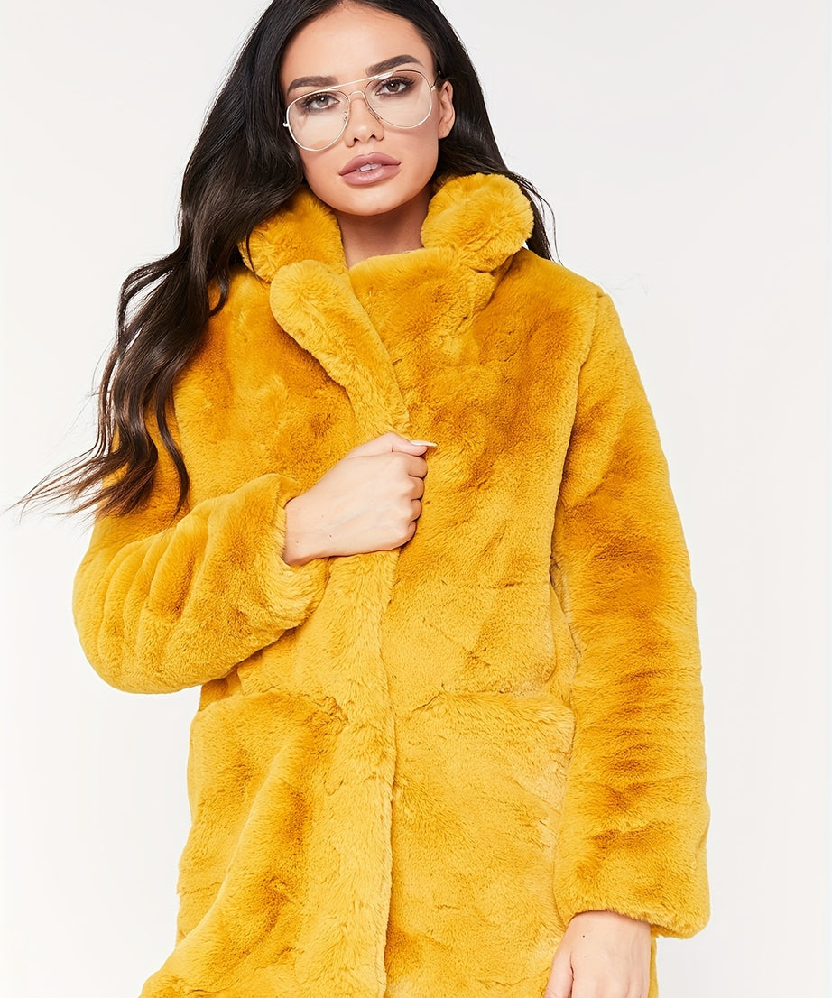 Winter Warm Plush Loose Coat, Casual Long Sleeve Fashion Teddy Outerwear, Women's Clothing