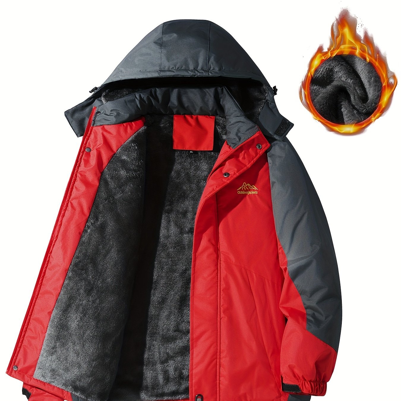 [Thick Hooded Jacket] Windproof Thick Color Block Hooded Jacket | Men's Casual Single-Layer Fleece Jacket for Fall Winter