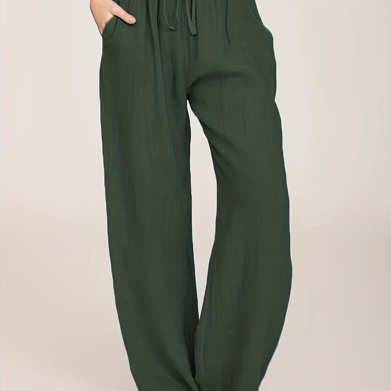 [Casual Pants] Casual Drawstring Wide Leg Pants | Solid Loose Palazzo Pants, Women's Clothing