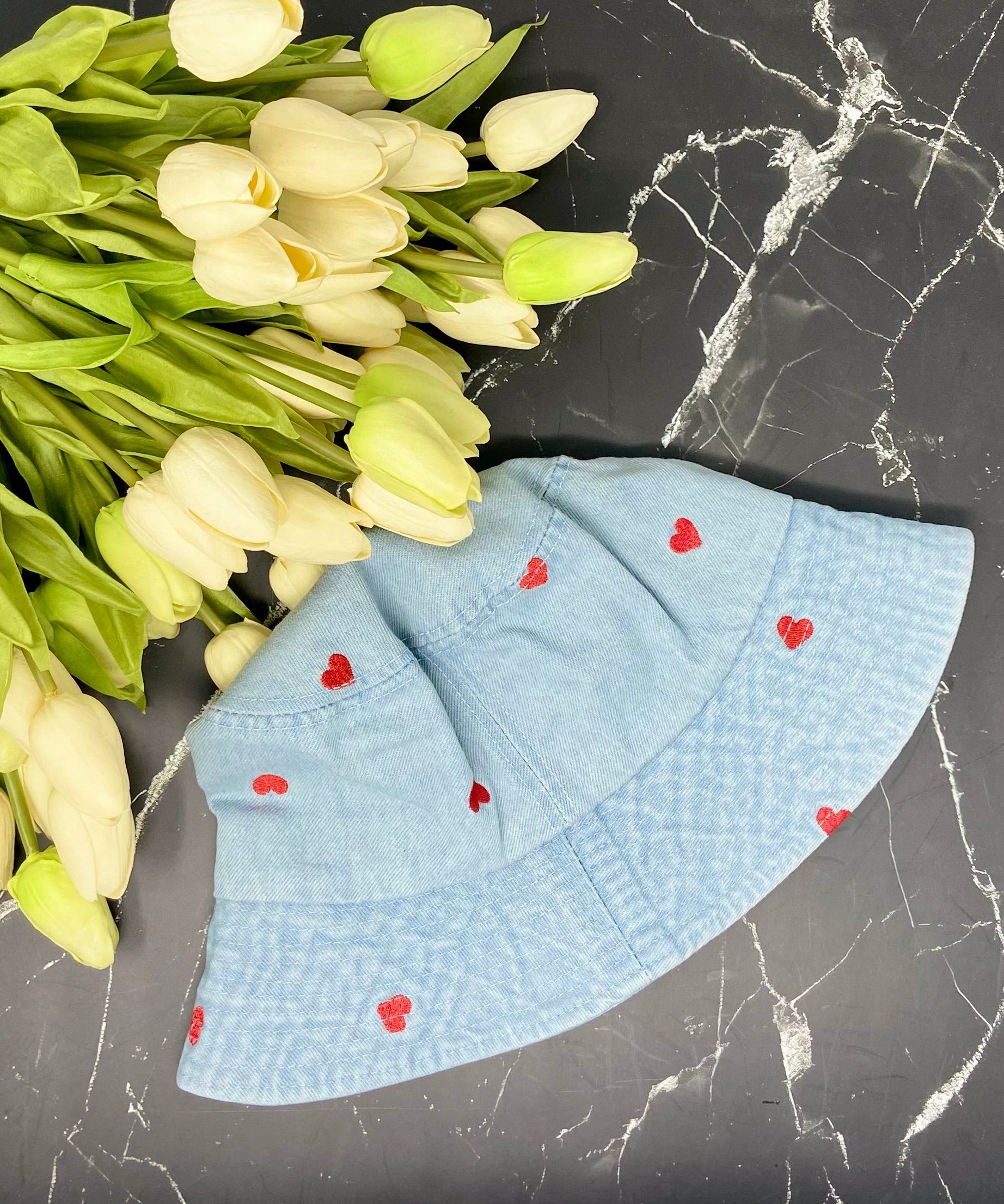 Tiny Heart Denim Bucket - Bachelorette Party Hats!