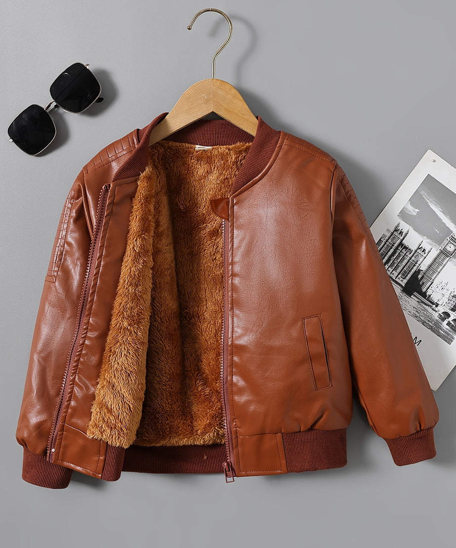 2025 Autumn Winter New Boys' -Lined Zip-Up Jacket