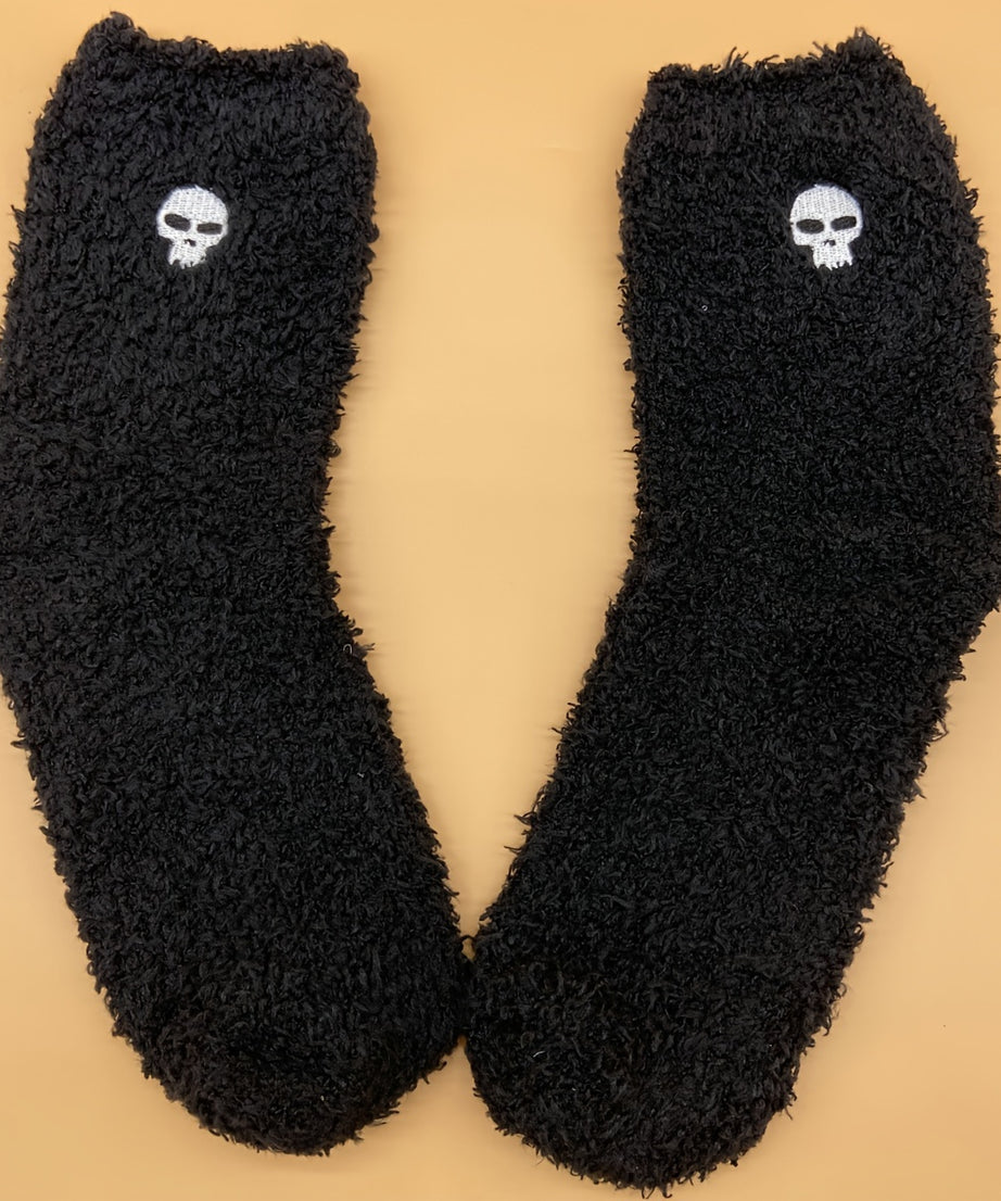 Warm & Fuzzy Embroidered Cartoon Socks, Warm Coral Fleece Socks For Winter, Women's Stocking & Hosiery