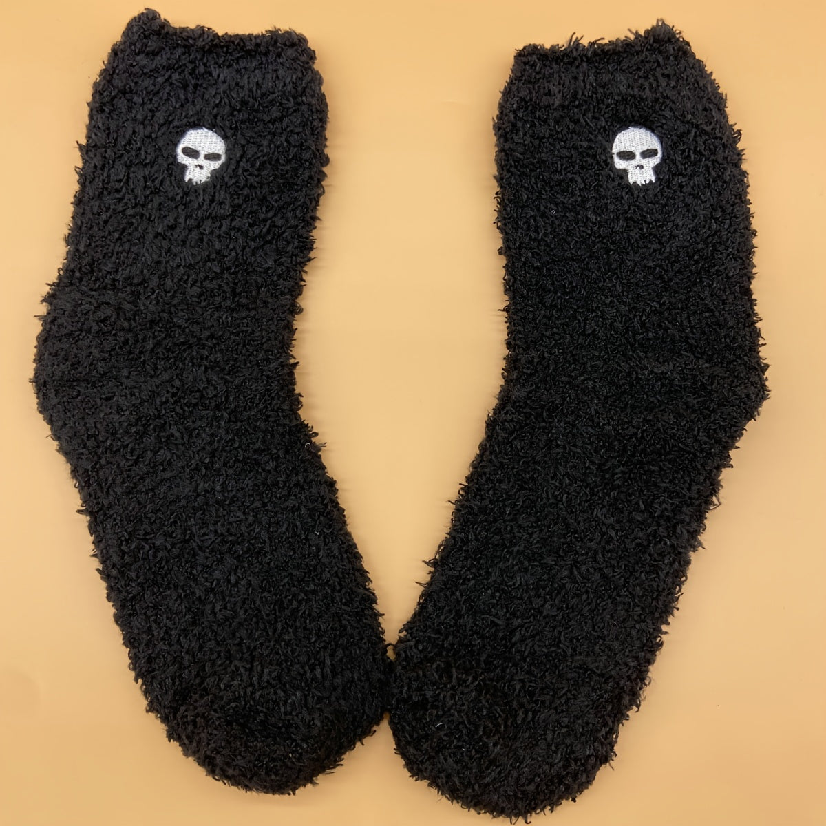 Warm & Fuzzy Embroidered Cartoon Socks, Warm Coral Fleece Socks For Winter, Women's Stocking & Hosiery