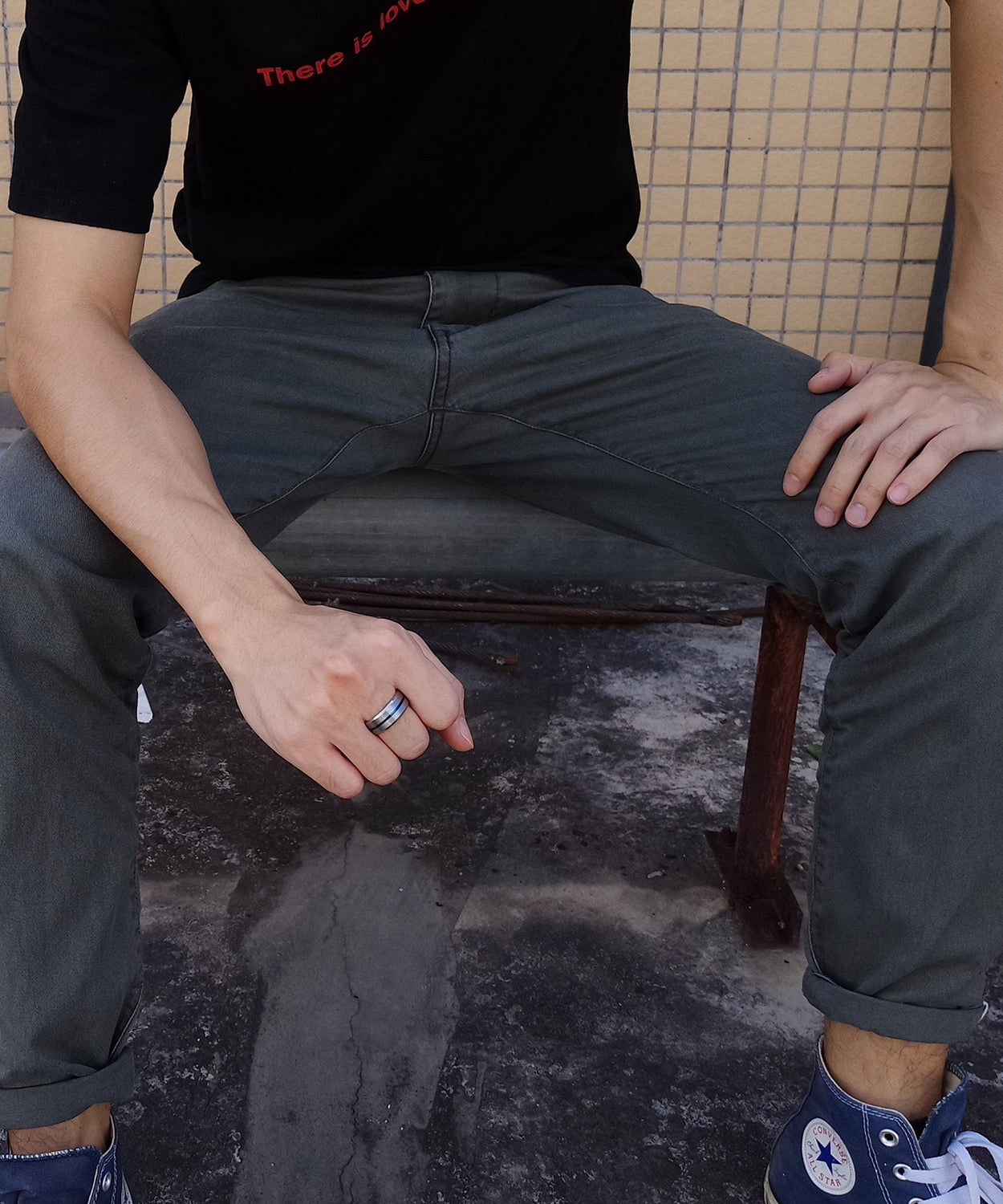 1pc 8mm Blue Tungsten Men's Ring - Heavy-Duty Carbide Ring, Blue, Durable Wedding, Anniversary Gift for Men, Casual Attire, Simple & Stylish Carbide