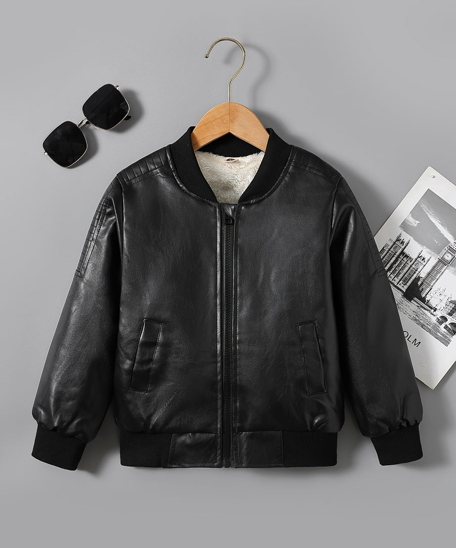 2025 Autumn Winter New Boys' -Lined Zip-Up Jacket