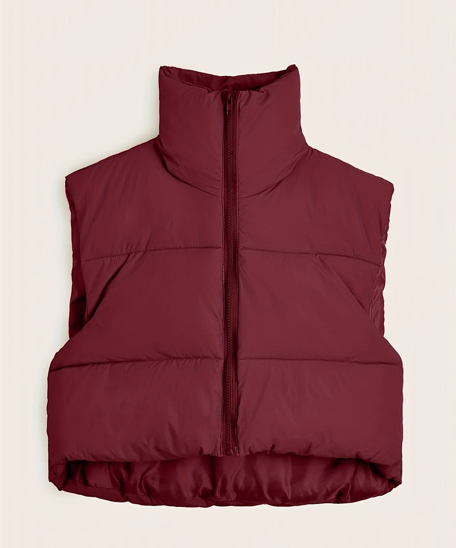 Women'S Sleeveless Vest - Vibrant Pink Slim-Fit Alternative Coat with Drawstring Hood, Zipper Front & Pockets for Fall/Winter Casual Wear, Casual Winter Wear | High Neckline Vest | Zippered Jacket