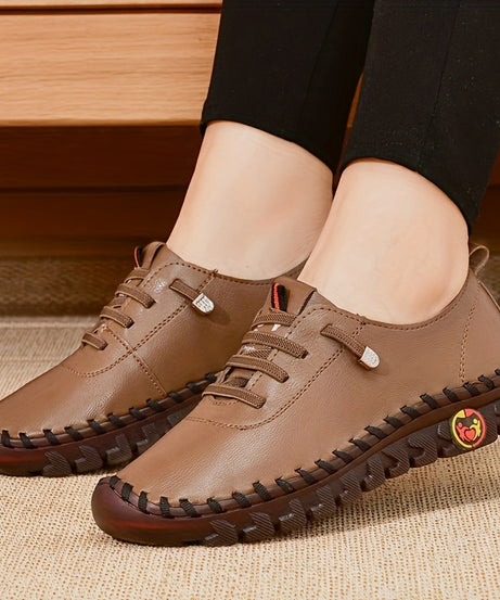 Women's / Round-Toe Flat Shoes with Spoils Accent - Casual Comfortable All-Season Sneakers, PVC Sole & Soft, Breathable for Square Dance, Casual Attire -  Upper (North America/Europe Style)