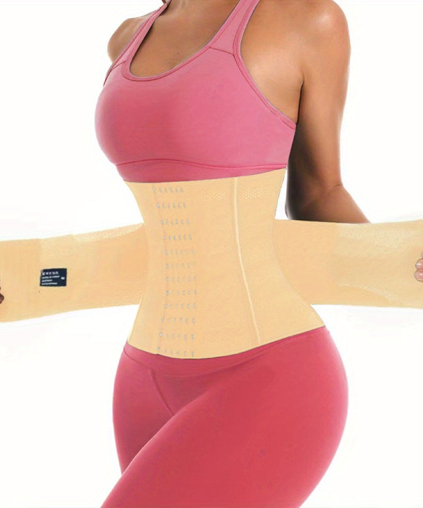 1pc Breathable Polyester Waist Cincher for Women - Medium Control Posture Improvement Shapewear with Adjustable Closure, Knit Fabric Weave, Hand Washable - 1pc