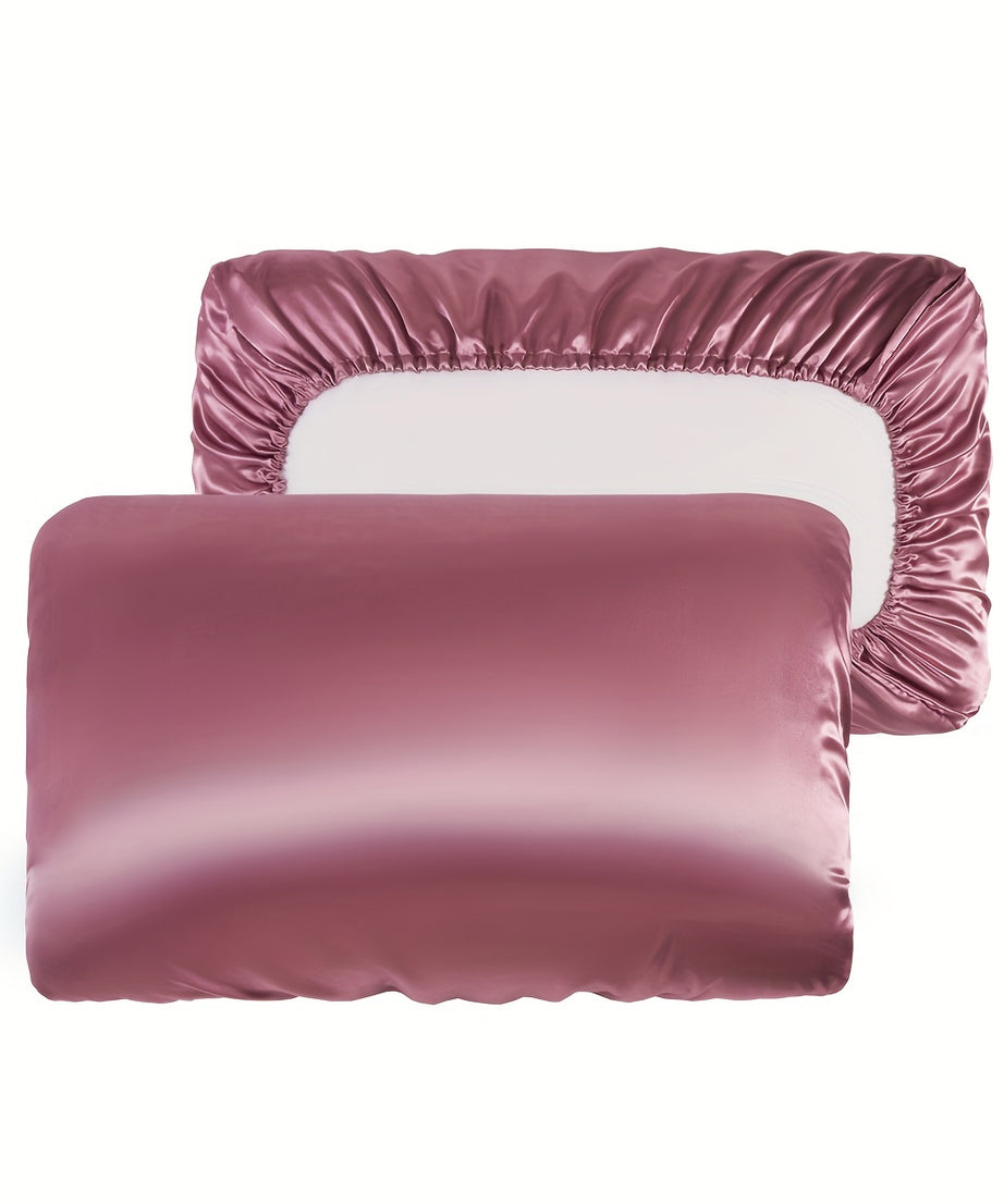 2pcs Soft And Breathable Satin Pillowcase With Elastic Cord - Perfect For A Comfortable Sleep In Your Bedroom