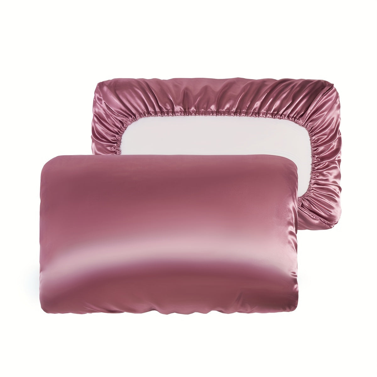 2pcs Soft And Breathable Satin Pillowcase With Elastic Cord - Perfect For A Comfortable Sleep In Your Bedroom