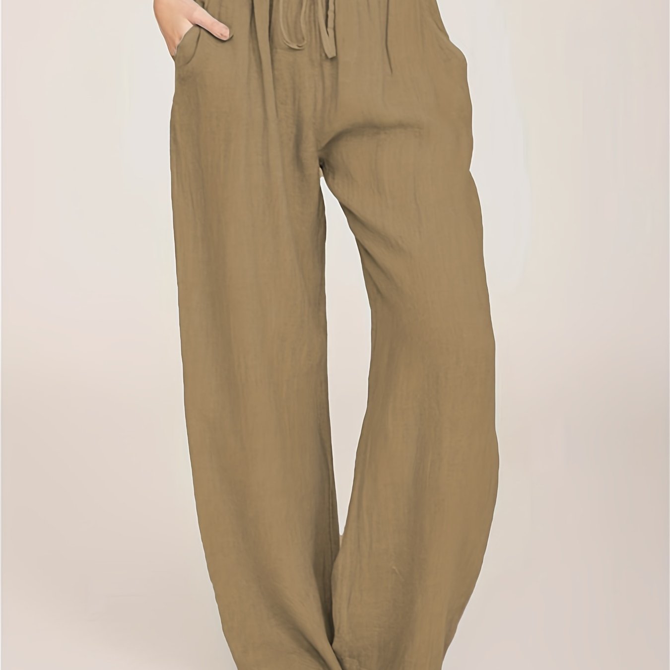[Casual Pants] Casual Drawstring Wide Leg Pants | Solid Loose Palazzo Pants, Women's Clothing
