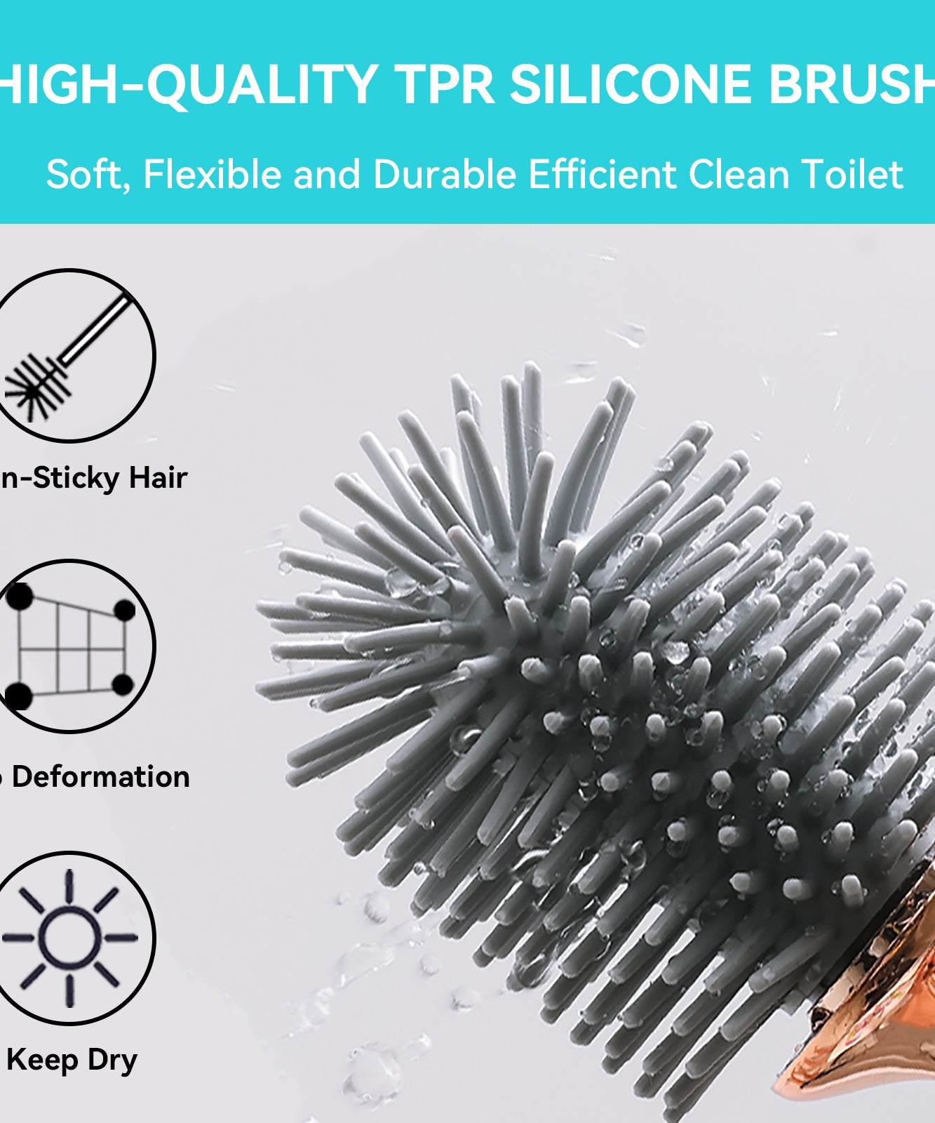 [Christmas Gifts] Aokala Toilet Brush And Holder, Elegant Toilet Bowl Brush Set with Ergonomic Long Handle