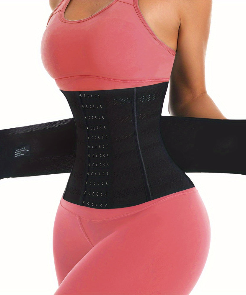 1pc Breathable Polyester Waist Cincher for Women - Medium Control Posture Improvement Shapewear with Adjustable Closure, Knit Fabric Weave, Hand Washable - 1pc