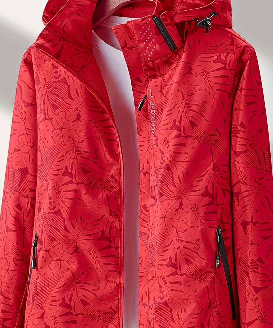 Women'S Windproof Jacket with Full-Zip Front - Lightweight Outdoor Coat, Stand Collar, Non-Stretch Fabric for Hiking, Camping, Travel - Bright Pink Windproof Shell (Spring/Fall/Summer) - Easy-Care Design, Hiking Gear, Camping