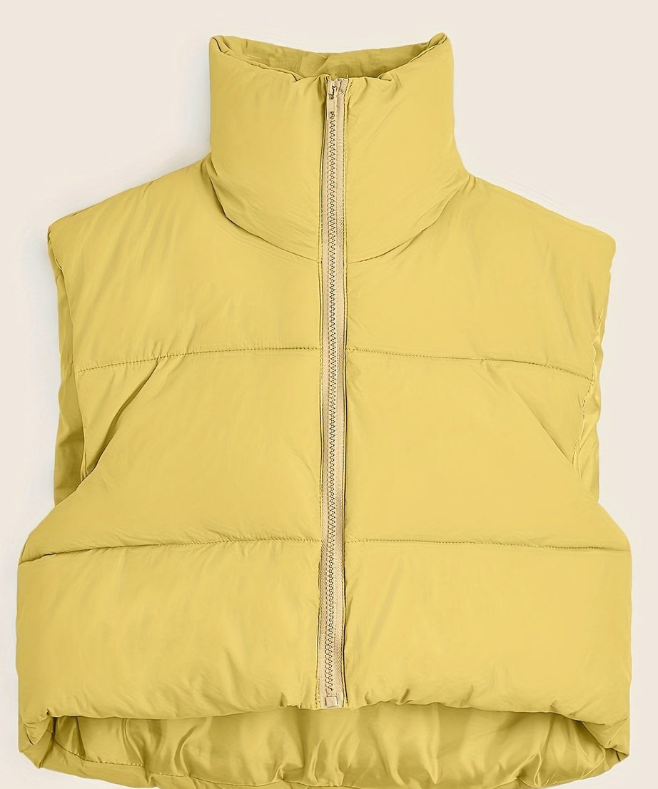 Women'S Sleeveless Vest - Vibrant Pink Slim-Fit Alternative Coat with Drawstring Hood, Zipper Front & Pockets for Fall/Winter Casual Wear, Casual Winter Wear | High Neckline Vest | Zippered Jacket