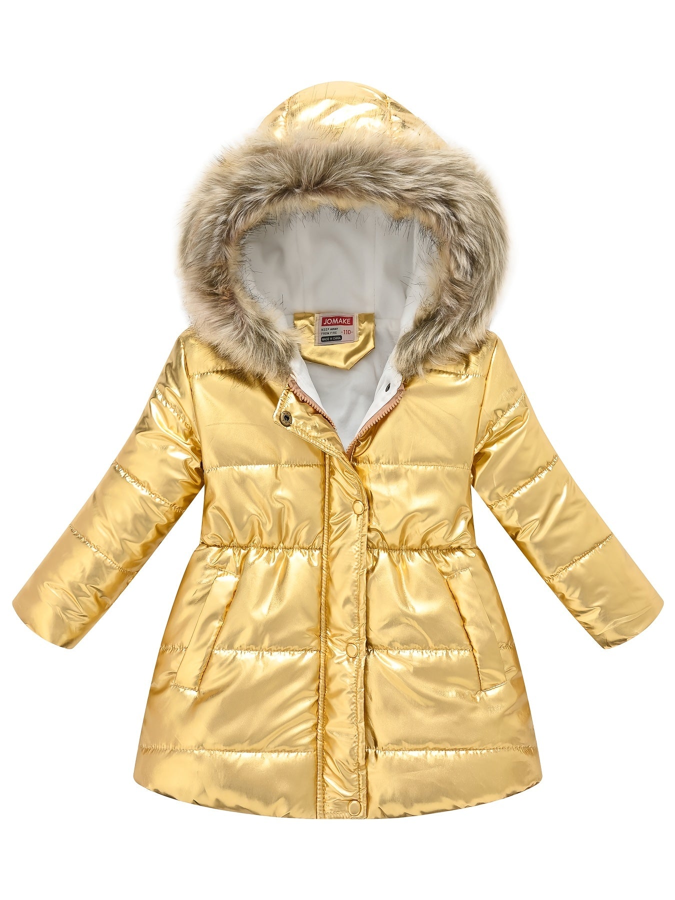 Children's Winter New Style Thickened Glossy Hooded Jacket for Boys and Girls, Mid-Length