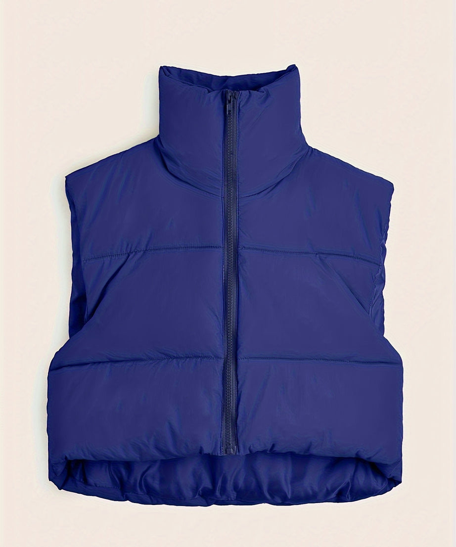 Women'S Sleeveless Vest - Vibrant Pink Slim-Fit Alternative Coat with Drawstring Hood, Zipper Front & Pockets for Fall/Winter Casual Wear, Casual Winter Wear | High Neckline Vest | Zippered Jacket