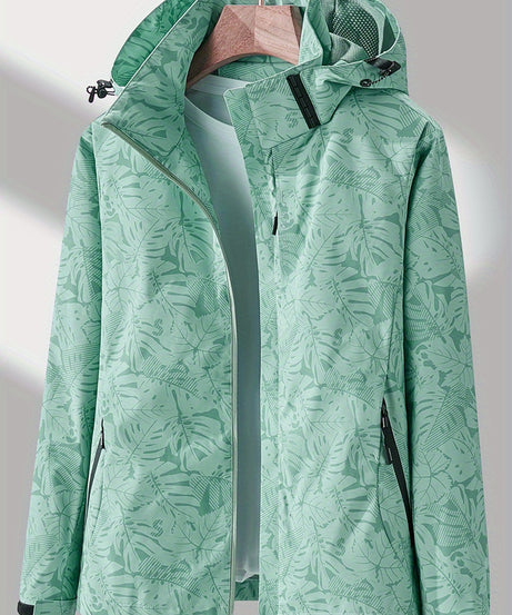 Women'S Windproof Jacket with Full-Zip Front - Lightweight Outdoor Coat, Stand Collar, Non-Stretch Fabric for Hiking, Camping, Travel - Bright Pink Windproof Shell (Spring/Fall/Summer) - Easy-Care Design, Hiking Gear, Camping