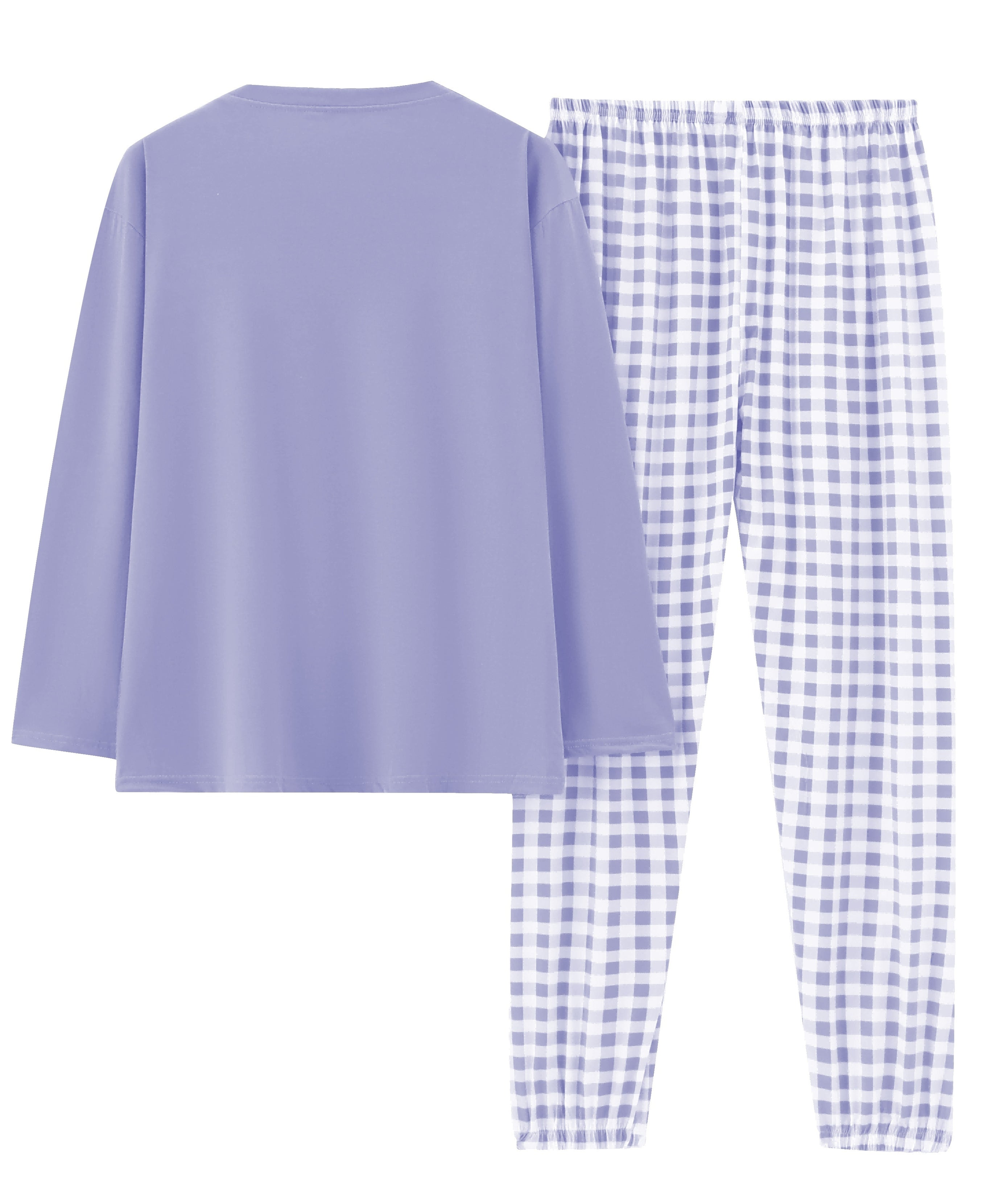 Women'S Plus Size Pink Plaid Pajama Set - Casual Long Sleeve and Pants Loungewear with Pockets, Stretchy Polyester Fabric, Perfect for Spring & Fall, Plus Size Loungewear | Checkered Pattern | Polyester Fabric, Loungewear Paj