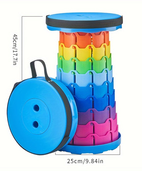 1pc Ultralight Folding Stool - Adjustable Height Portable Bench For Camping, Fishing, And Outdoor Activities - Supports Up To 550lbs