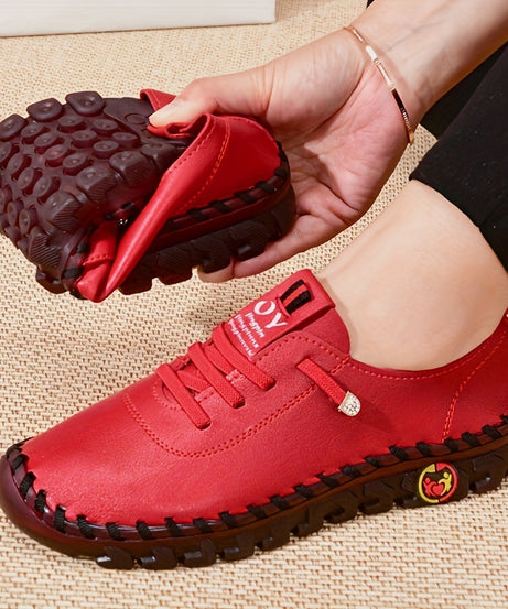 Women's / Round-Toe Flat Shoes with Spoils Accent - Casual Comfortable All-Season Sneakers, PVC Sole & Soft, Breathable for Square Dance, Casual Attire -  Upper (North America/Europe Style)