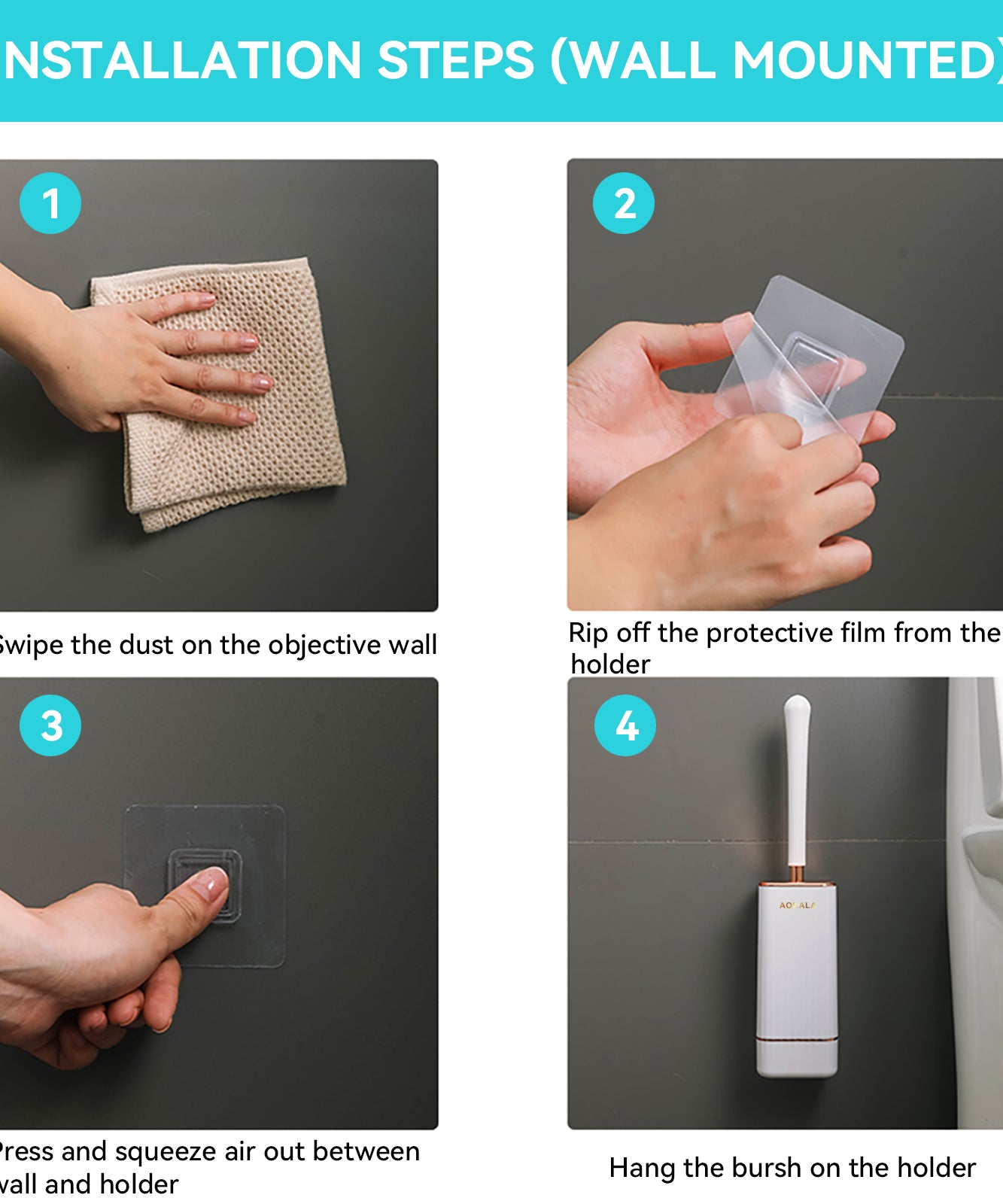 [Christmas Gifts] Aokala Toilet Brush And Holder, Elegant Toilet Bowl Brush Set with Ergonomic Long Handle