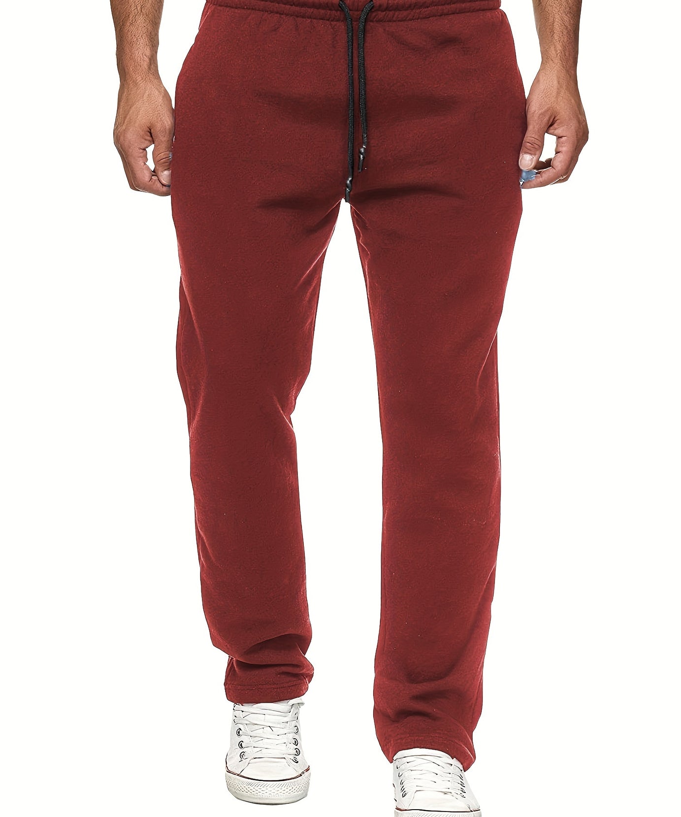 Men'S Fashion Casual Solid Color Fleece-Lined Joggers