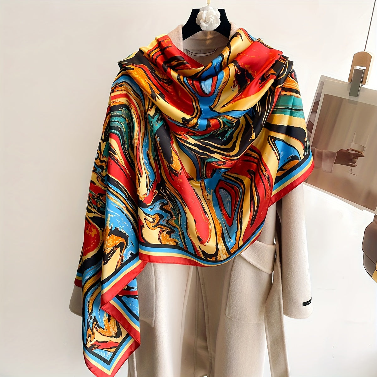 35.4"×70.9" Elegant Landscape Print Scarf Shawl - Windproof, Trendy, and Versatile Outdoor Wrap for Women - Stylish Hijab, Perfect for Any Occasion