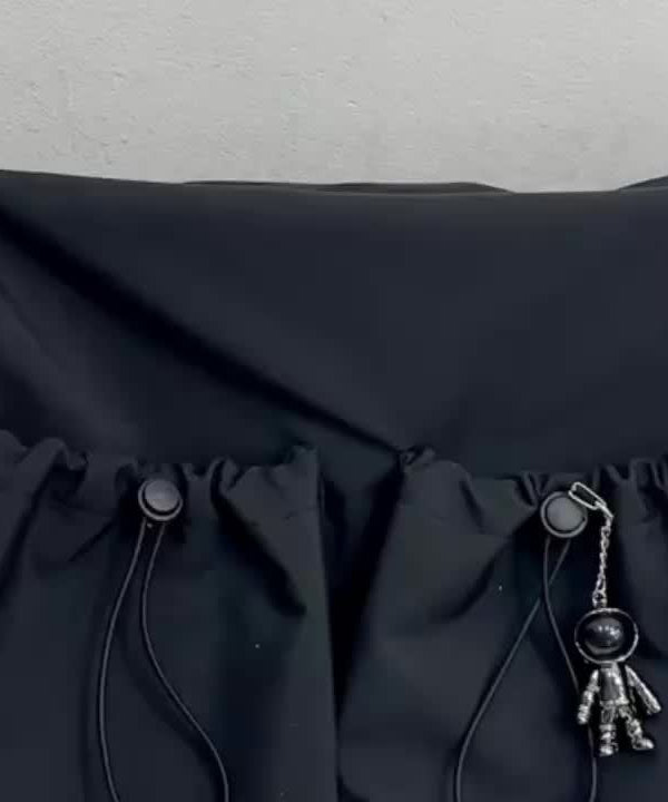 Drawstring Detail Crossbody Bag, Large Capacity Shoulder Bag, Fashion Zipper Bag With Bag Charm