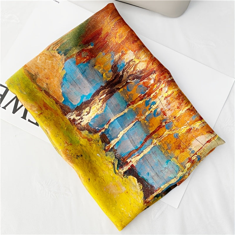 35.4"×70.9" Elegant Landscape Print Scarf Shawl - Windproof, Trendy, and Versatile Outdoor Wrap for Women - Stylish Hijab, Perfect for Any Occasion