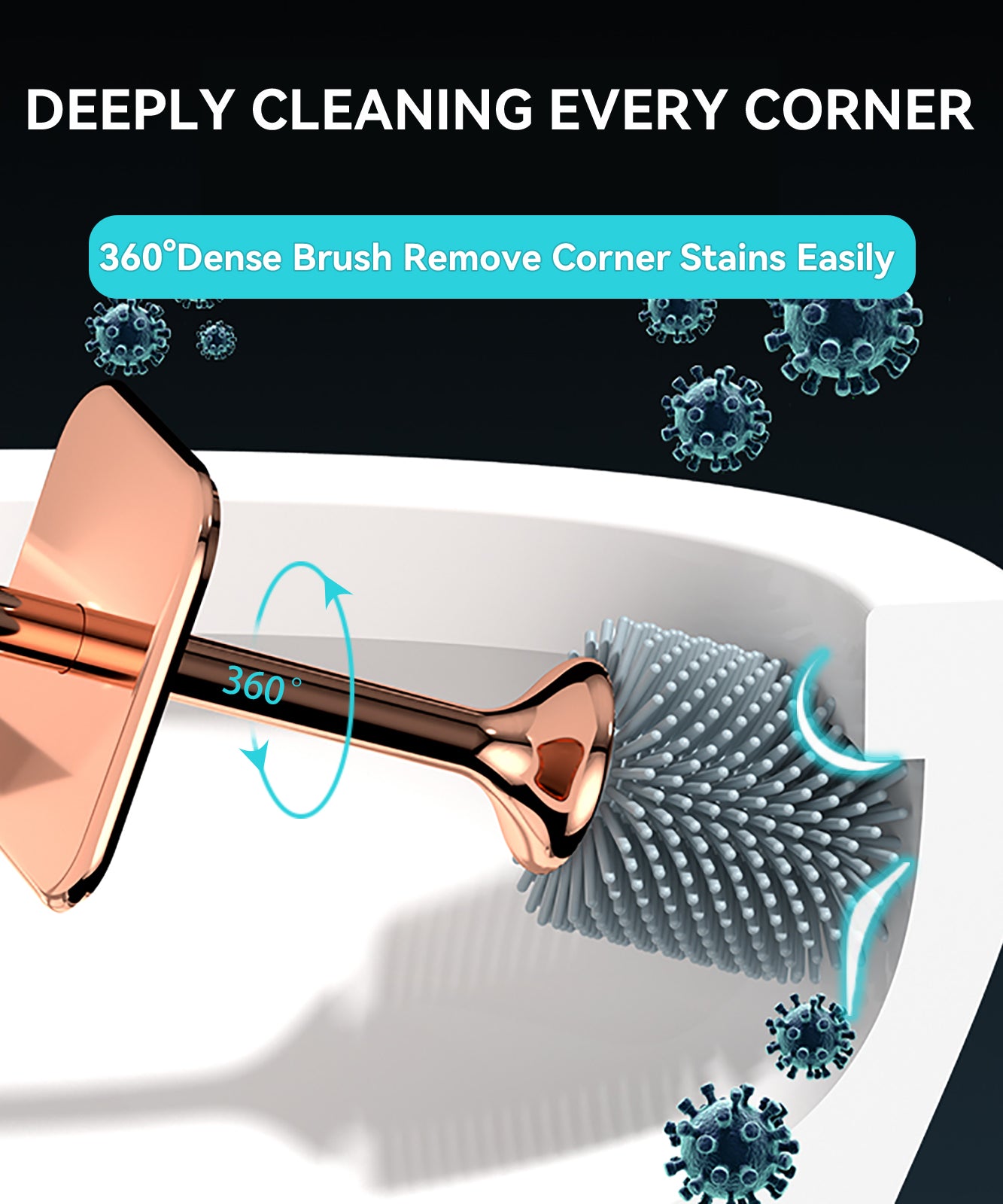 [Christmas Gifts] Aokala Toilet Brush And Holder, Elegant Toilet Bowl Brush Set with Ergonomic Long Handle