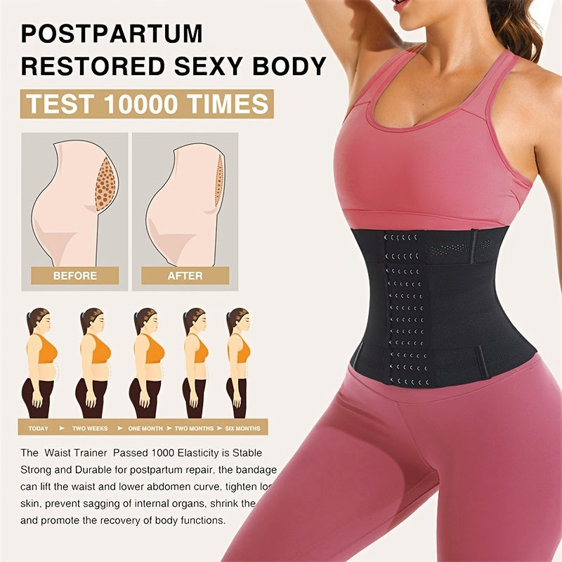1pc Breathable Polyester Waist Cincher for Women - Medium Control Posture Improvement Shapewear with Adjustable Closure, Knit Fabric Weave, Hand Washable - 1pc